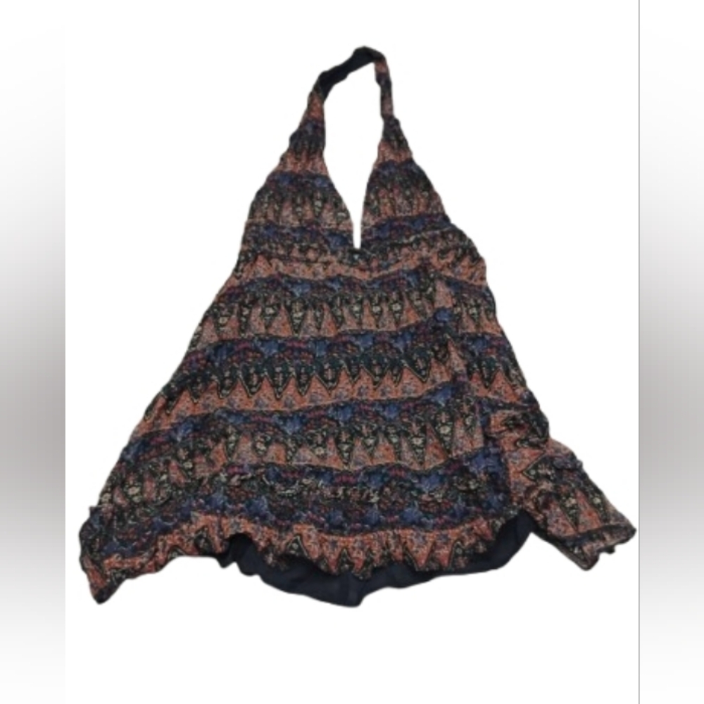 Lost + Wander Womens Bohemian Print Halter Open Back Dress Sz M